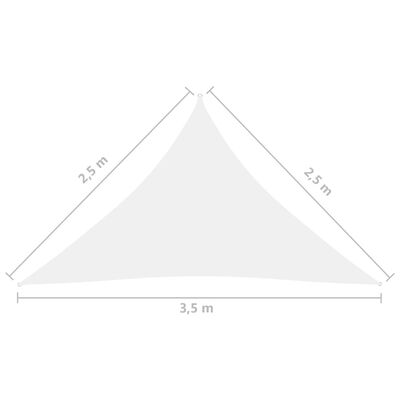 vidaXL Para-sol vela tecido oxford triangular 2,5x2,5x3,5 m branco
