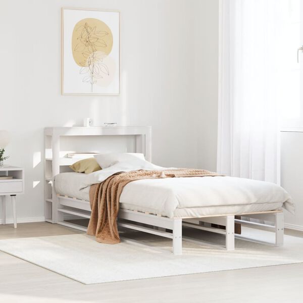 vidaXL Cama sem colch&atilde;o 90x190 cm madeira de pinho maci&ccedil;a branco