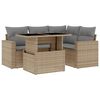 vidaXL 5 pcs conjunto de sof&aacute;s p/ jardim com almofad&otilde;es vime PE bege