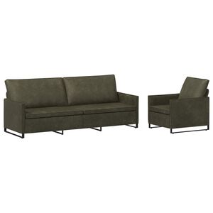 vidaXL Conjunto de Sof&aacute;s 2 pcs Verde Ex&eacute;rcito