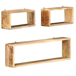 vidaXL 3 pcs conjunto de prateleiras de parede cubos mangueira maci&ccedil;a