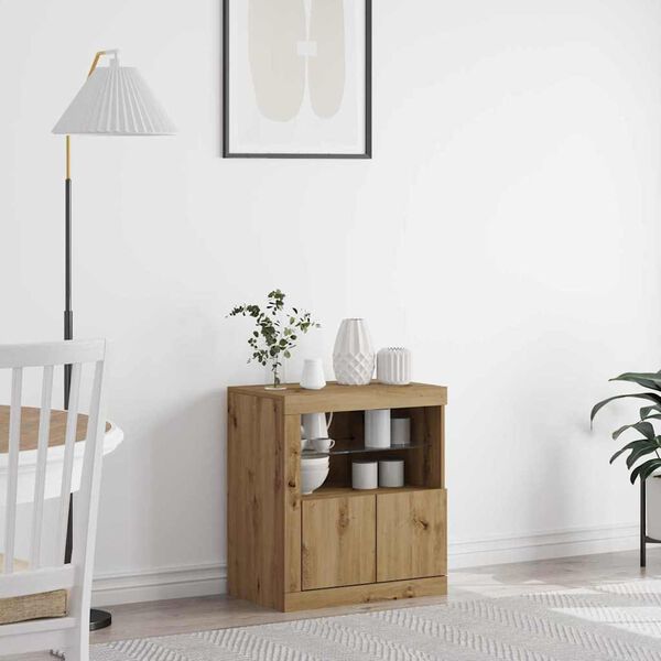 vidaXL Aparador LED Castanho 60,5 x 37 x 67 cm Madeira processada