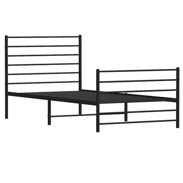 vidaXL Estrutura de cama com cabeceira e p&eacute;s 90x190 cm metal preto