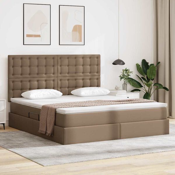 vidaXL Cama com Armazenamento Cappuccino 180 x 200 cm Couro Sint&eacute;tico