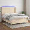 vidaXL Cama box spring c/ colch&atilde;o e LED 140x190 cm tecido cor creme