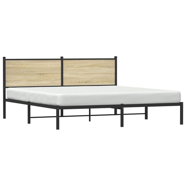 vidaXL Estrutura de cama sem colch&atilde;o 183x213cm metal carvalho sonoma