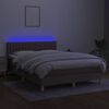 vidaXL Cama box spring colch&atilde;o/LED 140x190cm tecido cinza-acastanhado