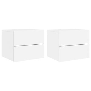 vidaXL Mesas de cabeceira de parede com luzes LED 2 pcs branco