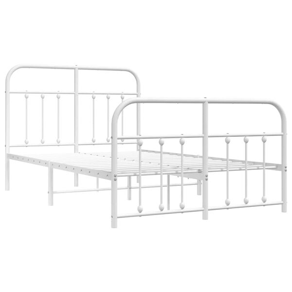 vidaXL Estrutura de cama com cabeceira e p&eacute;s 120x190 cm metal branco