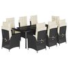 vidaXL 9 pcs conjunto de jantar p/ jardim c/ almofad&otilde;es vime PE preto