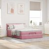 vidaXL Estrutura de cama otomana com colch&atilde;o 140x190 cm veludo rosa