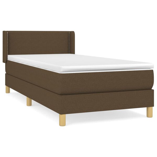 vidaXL Cama com molas/colch&atilde;o 90x200 cm tecido castanho-escuro