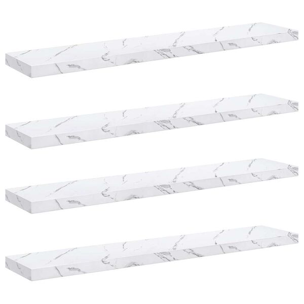 vidaXL Prateleira de Parede 4 pcs M&aacute;rmore Branco 120 x 23,5 x 4 cm