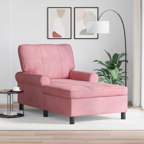 vidaXL Chaise Lounge com almofada Rosa 91 x 157 x 91 cm Veludo