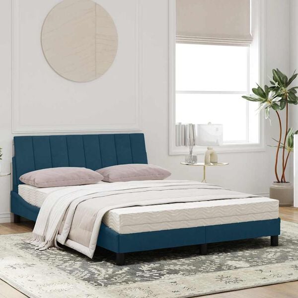 vidaXL Cama com colch&atilde;o Hanko 120x200 cm veludo azul