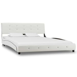 vidaXL Estrutura de cama sem colch&atilde;o 135x190cm couro artificial branco