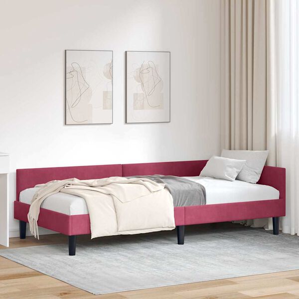 vidaXL Estrutura de Cama de Canto Vinho Vermelho 100 cm x 200 cm