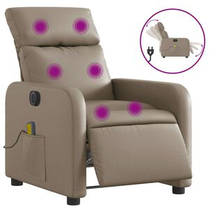 vidaXL Poltrona massagens reclin&aacute;vel el&eacute;trica couro artif. cappuccino