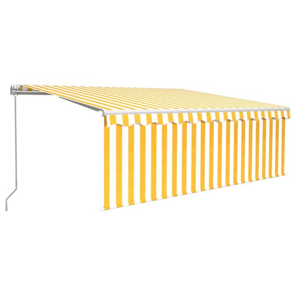vidaXL Toldo retr&aacute;til manual com estore 4x3 m amarelo e branco