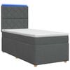 vidaXL Cama Box com LED e Colch&atilde;o Cinzento-Escuro 90 x 190 cm Tecido