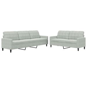 vidaXL 2 pcs conjunto de sof&aacute;s com almofad&otilde;es veludo cinzento-claro