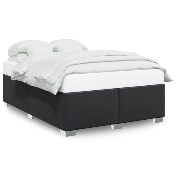 vidaXL Estrutura de cama 140x190 cm couro artificial preto