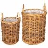 vidaXL Cesta de Plantas com armazenamento 2 pcs Castanho Rattan Kubu