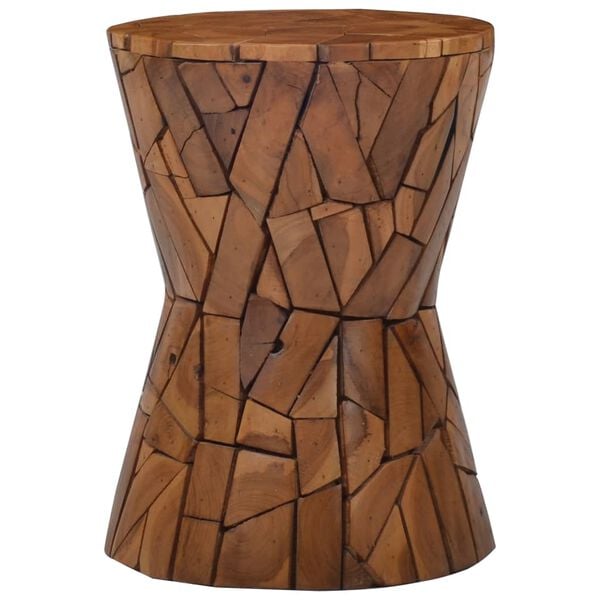 vidaXL Banco em mosaico madeira de teca maciça castanho