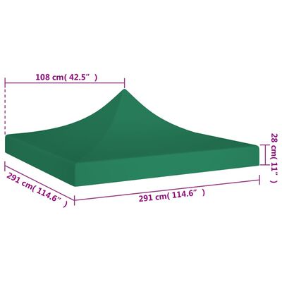 vidaXL Teto para tenda de festas 3x3 m 270 g/m² verde