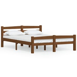 vidaXL Estrutura de cama 120x200 cm pinho maci&ccedil;o castanho mel