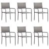 vidaXL 7 pcs conjunto de jantar p/ jardim vime PE cinzento
