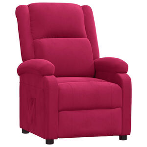 vidaXL Poltrona reclin&aacute;vel veludo vermelho tinto