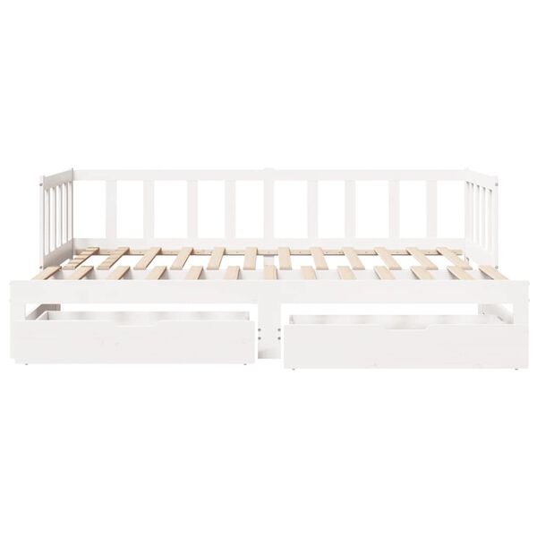 vidaXL Sof&aacute;-cama com gavet&atilde;o e gavetas sem colch&atilde;o 90x200 cm branco