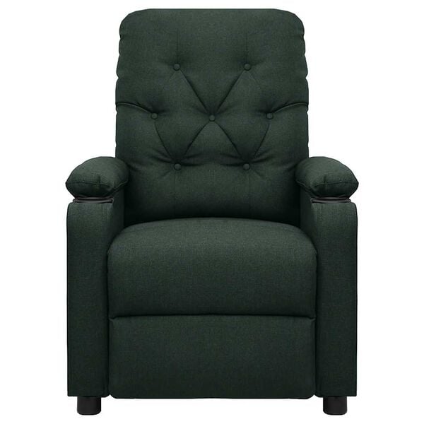 vidaXL Poltrona de massagens tecido verde-escuro