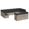 vidaXL 13 pcs conj. sof&aacute;s jardim c/ almofad&otilde;es vime PE cinzento-claro