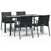 vidaXL 5 pcs conjunto de jantar p/ jardim c/ almofad&otilde;es vime PE e a&ccedil;o