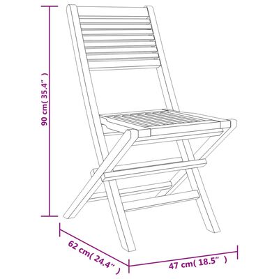 vidaXL Cadeiras de jardim dobráveis 2 pcs 47x62x90 cm teca maciça