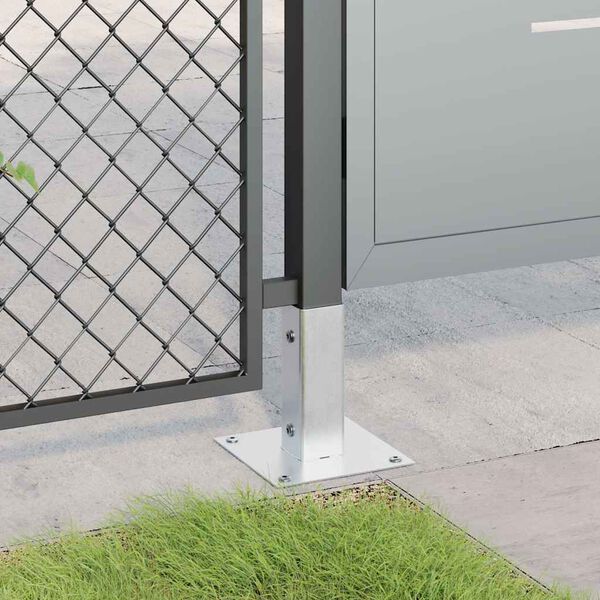 vidaXL Bases de poste quadradas 12 pcs prata 46x46 mm a&ccedil;o galvanizado