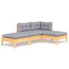 vidaXL 4 pcs conjunto lounge de jardim + almofad&otilde;es cinza pinho maci&ccedil;o