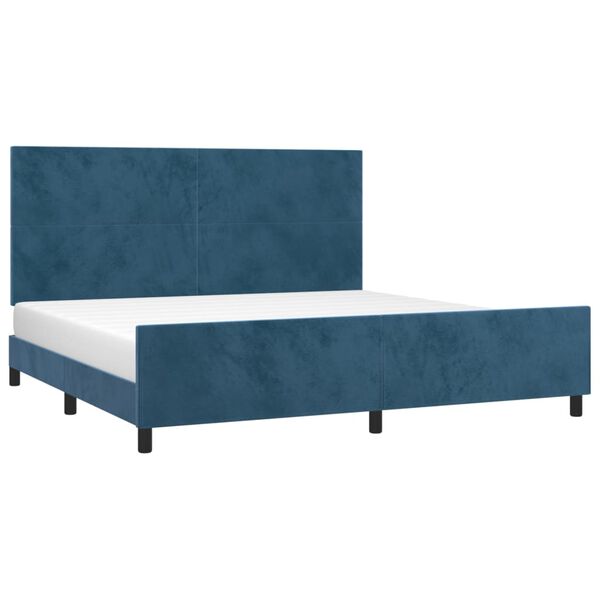 vidaXL Estrutura de cama sem colch&atilde;o 200x200 cm veludo azul-escuro