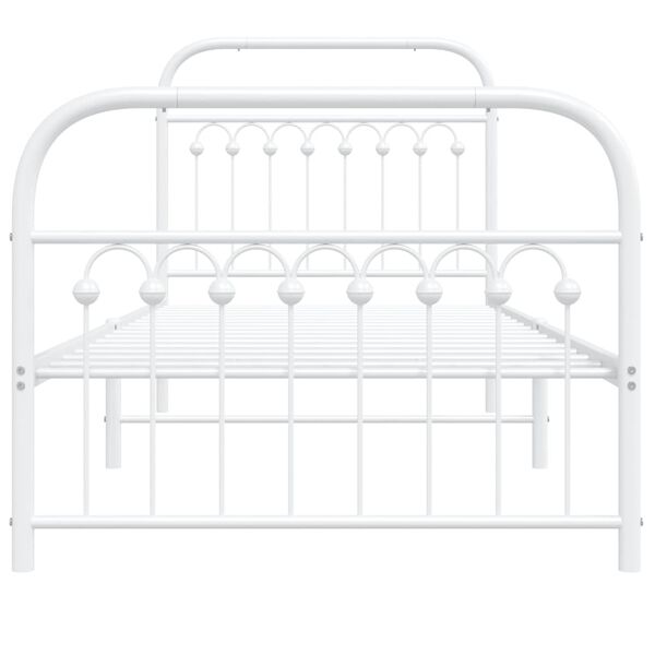 vidaXL Estrutura de cama com cabeceira e p&eacute;s 90x190 cm metal branco