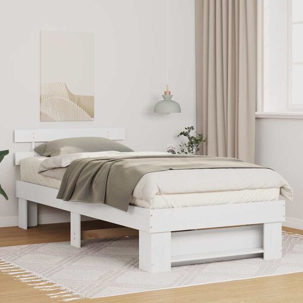 vidaXL Estrutura da Cama Branco 75 x 190 cm Madeira de Pinheiro S&oacute;lida