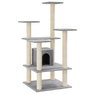 vidaXL &Aacute;rvore p/ gatos c/ postes arranhadores sisal 110 cm cinza-claro