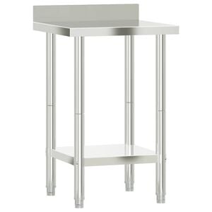 vidaXL Mesa cozinha rebordo antissalpicos 55x55x93 cm a&ccedil;o inoxid&aacute;vel