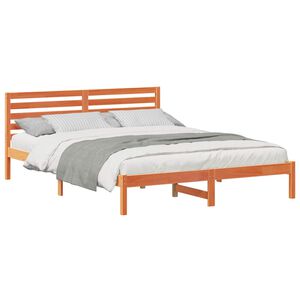 vidaXL Estrutura da Cama com cabeceira Marrom Cera 160 x 220 cm