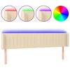 vidaXL Cabeceira de cama c/ luzes LED tecido 203x16x78/88 cm cor creme