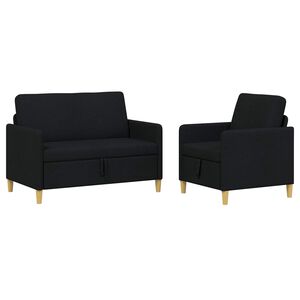 vidaXL Conjunto de Sof&aacute; com Armazenamento 2 unid. Preto Poli&eacute;ster