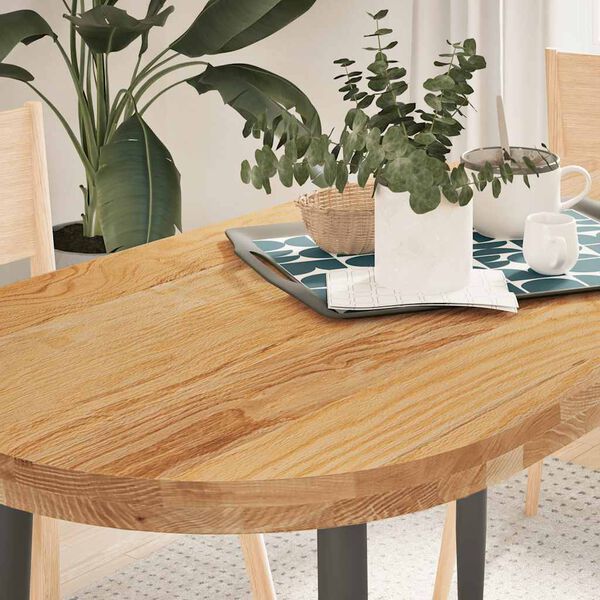 vidaXL Tampo de mesa 120x60x4 cm carvalho maci&ccedil;a oval castanho-claro