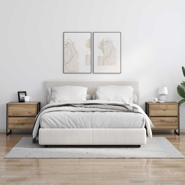 vidaXL Mesa-de-cabeceira Carvalho Artesanal 50 x 39,5 x 50 cm