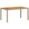 vidaXL Mesa de jardim 150x90x75 cm vime PE e madeira de ac&aacute;cia bege